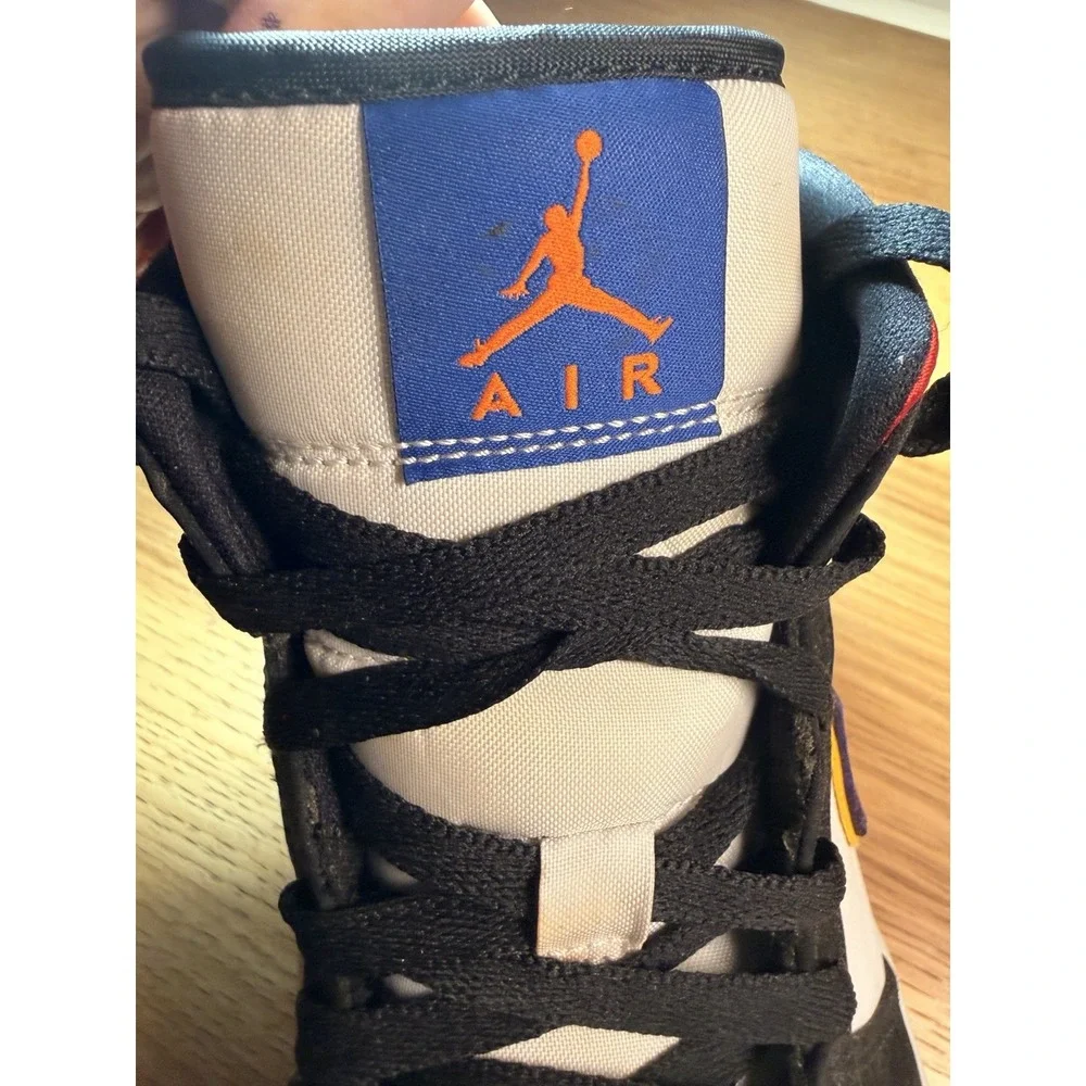 Air Jordan 1 Mid 852542-006 Rivals 2019 Men Sz 12 Black White Blue Red Purple